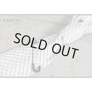 画像: ランバン オン ブルー日本製安全ピン付クロス柄ネクタイ/白/LANVIN en Bleu